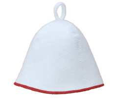 Шапка для бани (сауны) Комфорт бело-красная