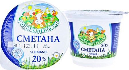 деталь Родная Деревня Сметана 20% жирности 250г