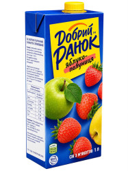 Яблочно-клубничный сок с мякотью 1л Добрий ранок