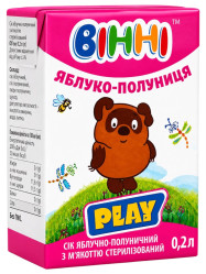 Яблочно-клубничный сок 200мл Вінні
