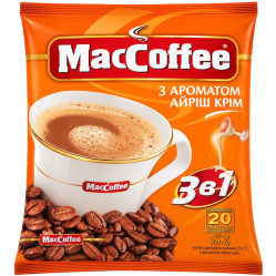 Растворимый кофейный напиток 3в1 со вкусом ирландских сливок 360г (20 пакетиков по 18г) MacCoffee