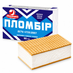 Мороженое пломбир в вафельном листе 90г Ласунка