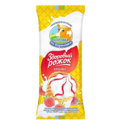 Мороженое пломбир с клубникой в вафельном рожке 120г KiK