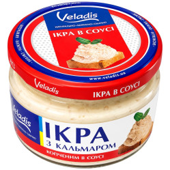 Икорный продукт из сельди с копчёным кальмаром в соусе 160г Veladis