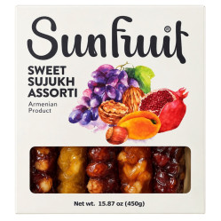 Сладкий суджук ассорти с грецкими орехами и фундуком 450г Sunfruit