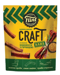 Крутoны со вкусом колбасы Кабанос и горчицы 80 г Flint Craft Grenki
