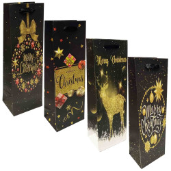 Подарочный пакет для бутылки 36×13см «Микс Новый год»