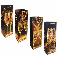 Подарочный пакет для бутылки «Бокалы с шампанским» 35×12см
