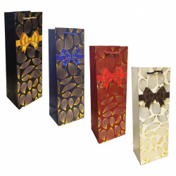 Подарочный пакет для бутылки «С бантиками» 35×12см