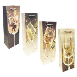 Подарочный пакет для бутылки «Бокалы с золотом» 36×13см