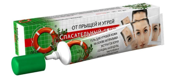 деталь Гель от прыщей и угрей с чистотелом 42г Спасатель