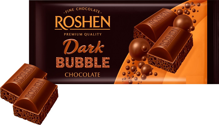 деталь Bublinková hořká čokoláda Roshen 80g