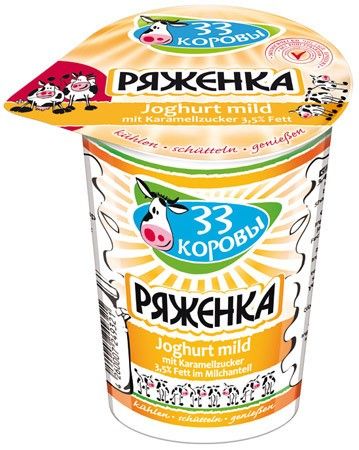 деталь Rjaženka jogurt 33 Krávy 3,5% tuku 0,5L
