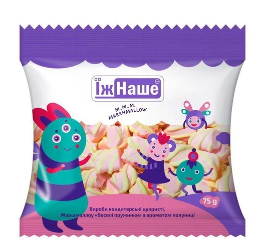 деталь Маршмеллоу «Весёлые пружинки» с клубничным вкусом 75г ЇжНаше