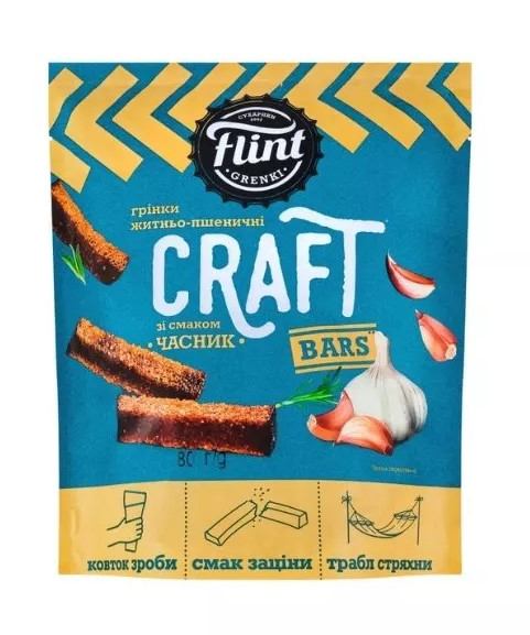 деталь Крутóны со вкусом чеснока 80 г Flint Grant Grenki
