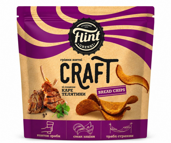 деталь Волнистые крутоны со вкусом телячьего каре 80г Flint Grant Grenki