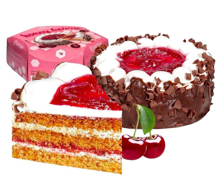 деталь Торт Медовая ягода с кремом и вишнёвой прослойкой 500г Vatsak