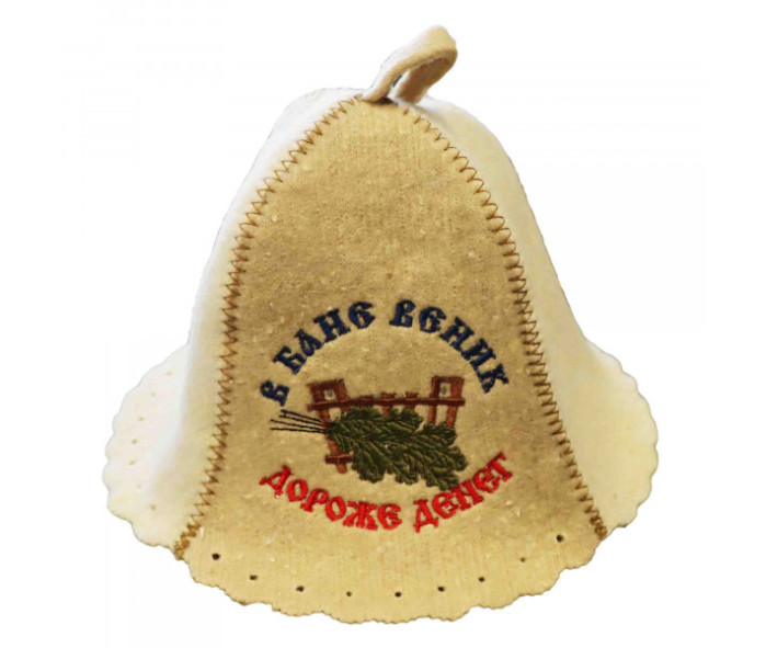 деталь Шапка для сауны В бане веник дороже денег