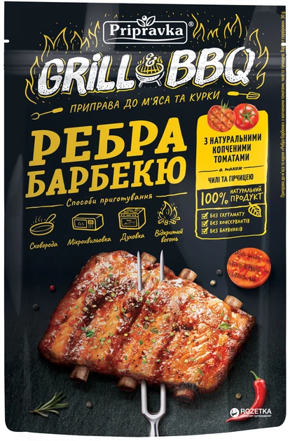 деталь Приправа для мяса и курицы „Барбекю рёбра“ с копчёными томатами, чили и горчицей 30г Pripravka