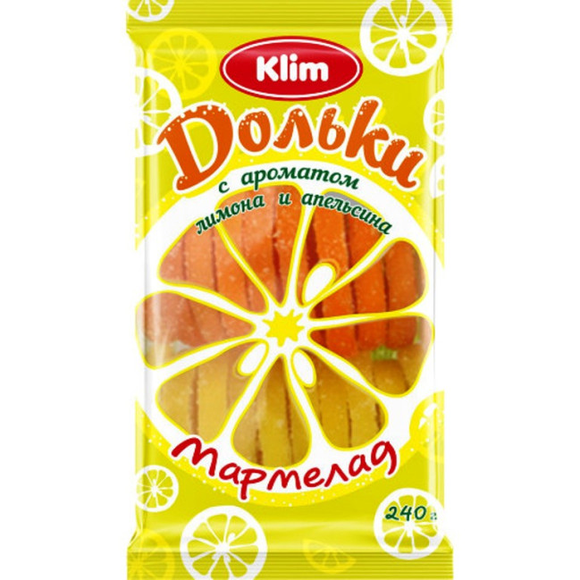 деталь Ovocné želé pomeranč a citron Klim 240g