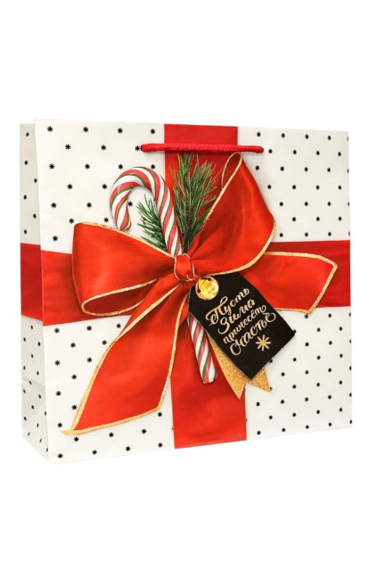 деталь Подарочный пакет «Красные банты» 27×23 см