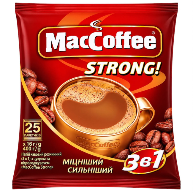деталь Растворимый кофейный напиток 3в1 Strong 400г (25 пакетиков по 16 г) MacCoffee