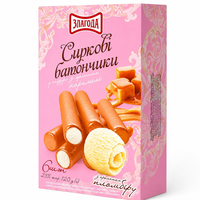 деталь Творожные сырки со вкусом пломбира в карамельной глазури 120г Злагода