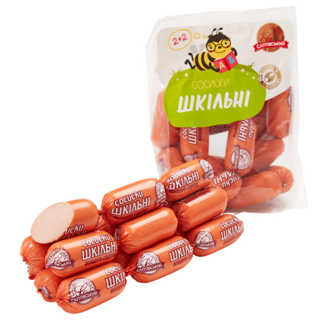 деталь Школьные сосиски из свинины и говядины SMK