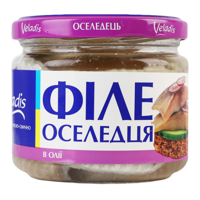 деталь Филе сельди без кожи в масле 250г Veladis (лат. Clupea harengus)