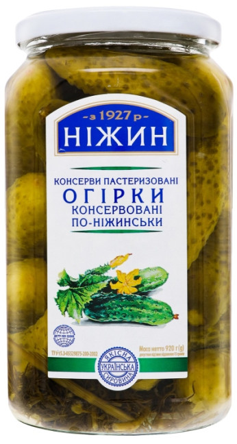 деталь Огурцы консервированные 920г Ніжин (чистый вес: 414г)