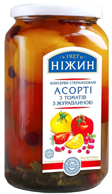 деталь Маринованные томаты с клюквой 920г (чистый вес 524г) Нiжин 