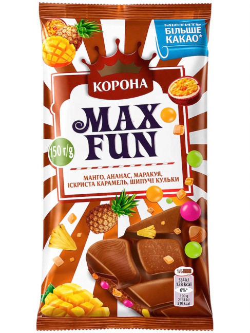 деталь Молочный шоколад MAXFUN «Тропический микс» 150г KORONA