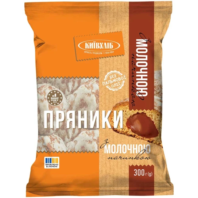 деталь Пряники с молочною начинкою 300г Київхліб