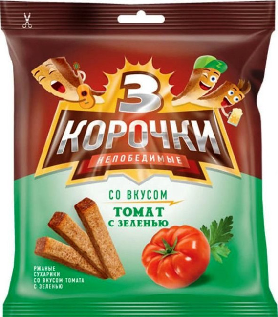 деталь Сухарики томат с зеленью 40г Три корочки