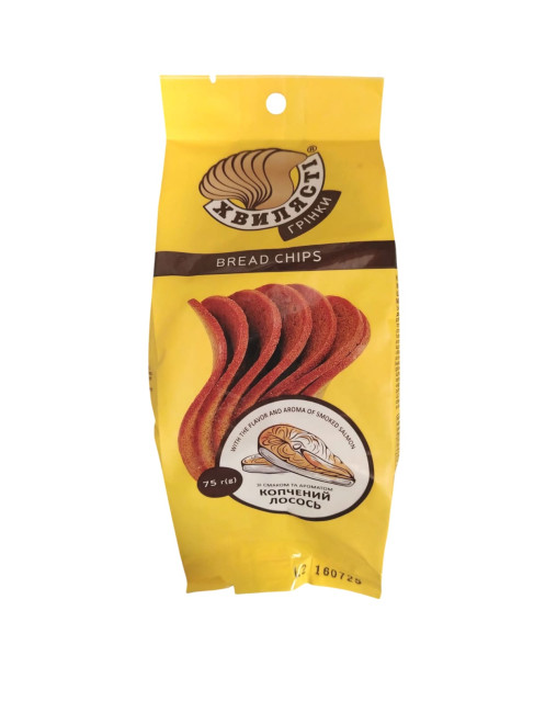 деталь Гренки со вкусом копченого лосося 75г Хвылясти