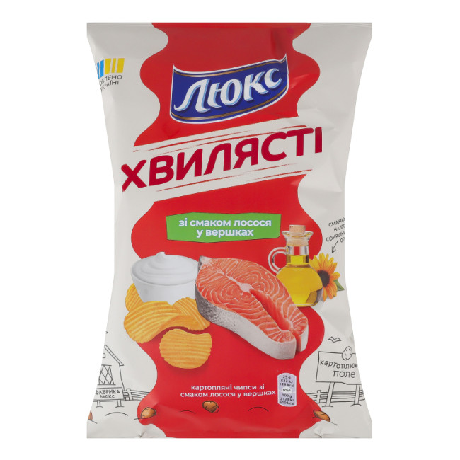 деталь Чипсы волнистые со вкусом лосося в сметане 125г Люкс