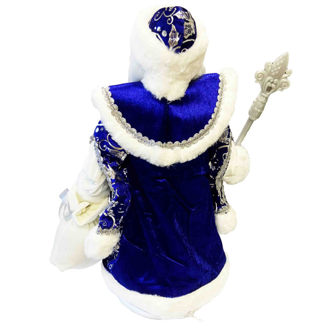 деталь Фигурка Деда Мороза в сине-белом с серебром, с отделением для сладостей и подарков, 50 см