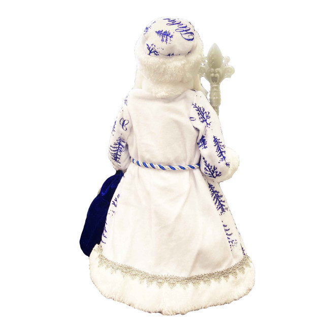 деталь Фигурка Деда Мороза в сине-белом с серебром, с отделением для сладостей и подарков, 40 см