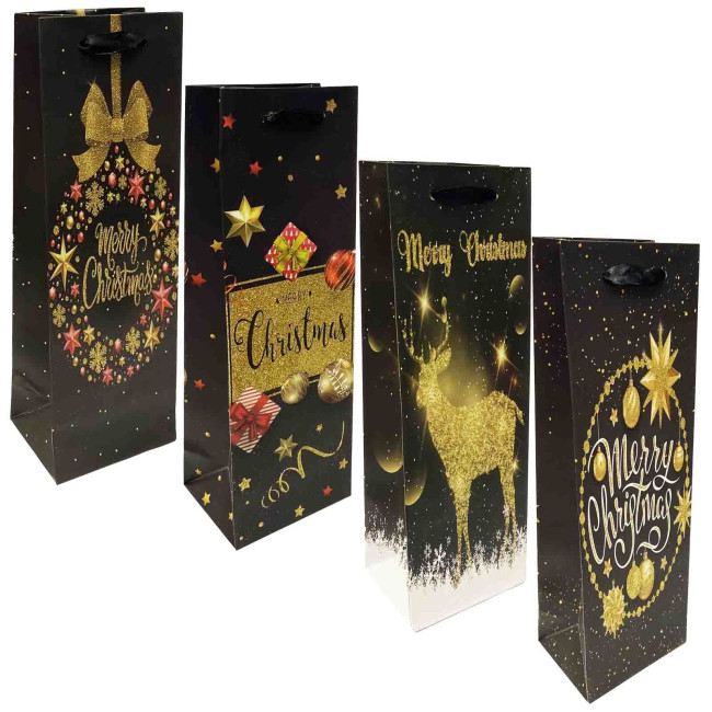 деталь Подарочный пакет для бутылки 36×13см «Микс Новый год»