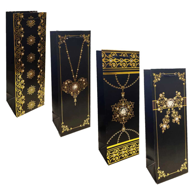 деталь Подарочный пакет для бутылки 36×13см «Золотые украшения»