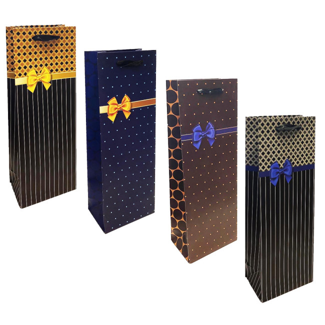 деталь Подарочный пакет для бутылки «С бантиком MIX» 36×13см