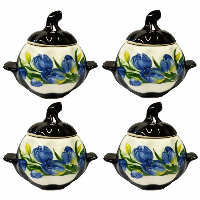 деталь Керамический горшок Синие тюльпаны 0,75л