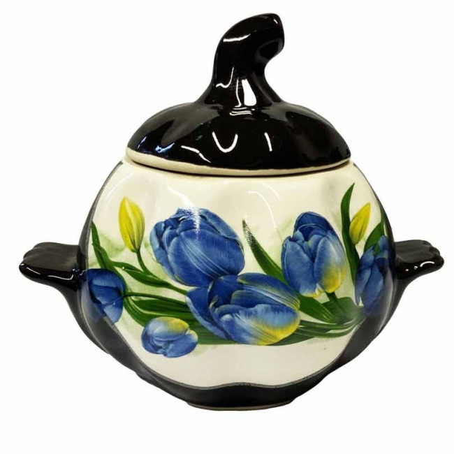 деталь Керамический горшок Синие тюльпаны 0,75л